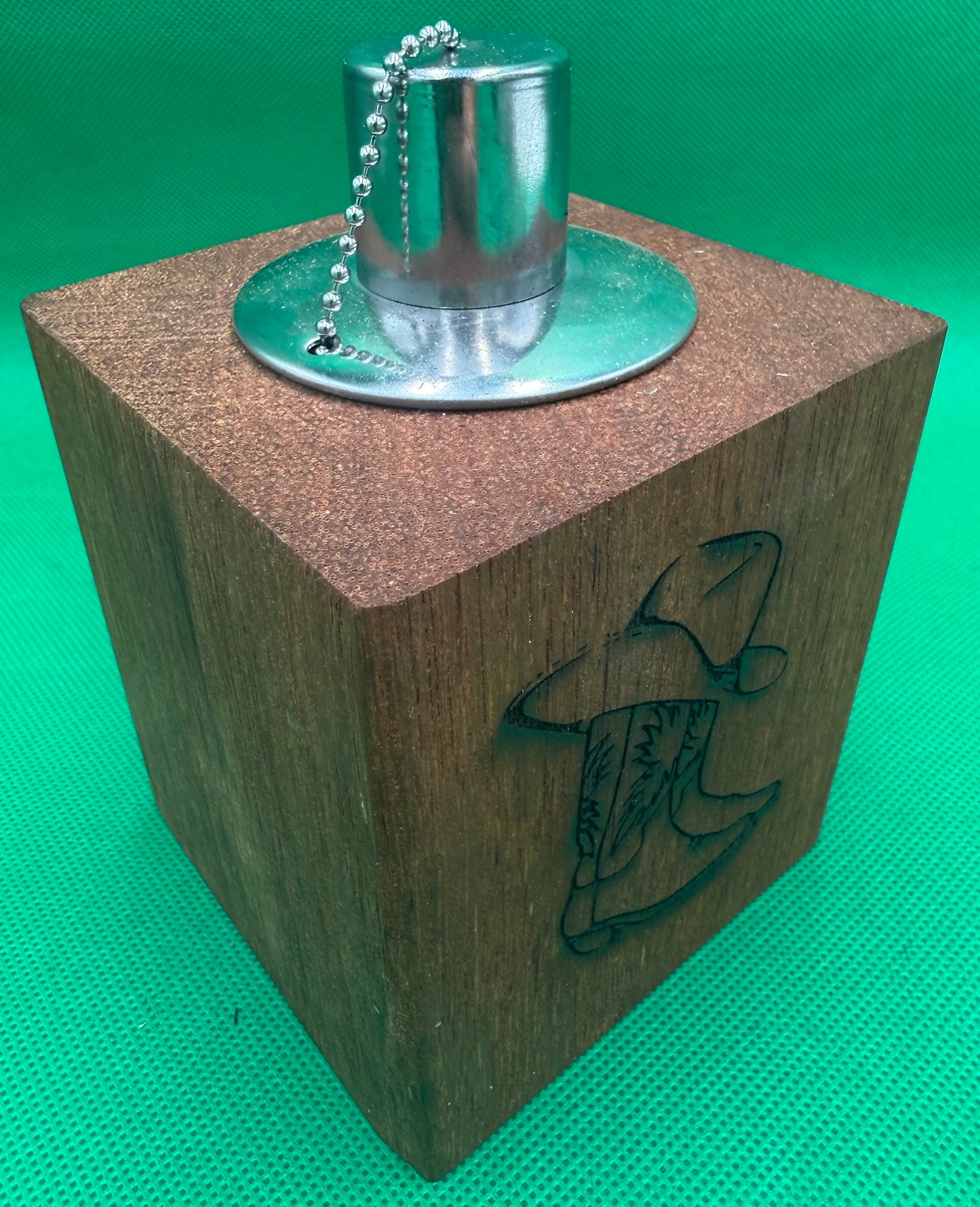 Solid Kwila/Merbau Wooden Oil Burner Small Boot & Hat 80